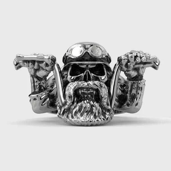 Ghost Biker Skull Ring