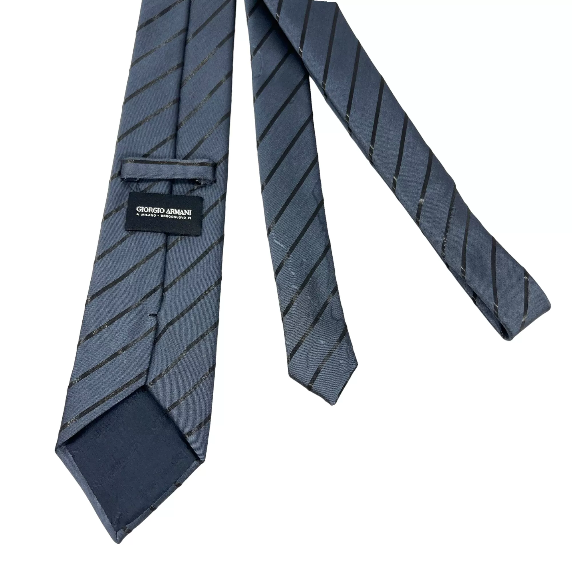 GIORGIO ARMANI Diagonal Striped Tie - Black & Grey