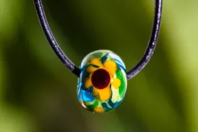 Glass Sunflower Bead with Infused Cremains