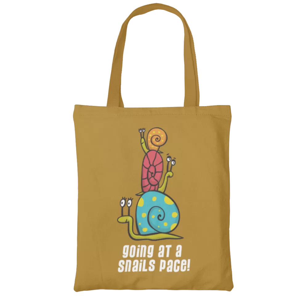 Going at a snails pace tote shopping bag