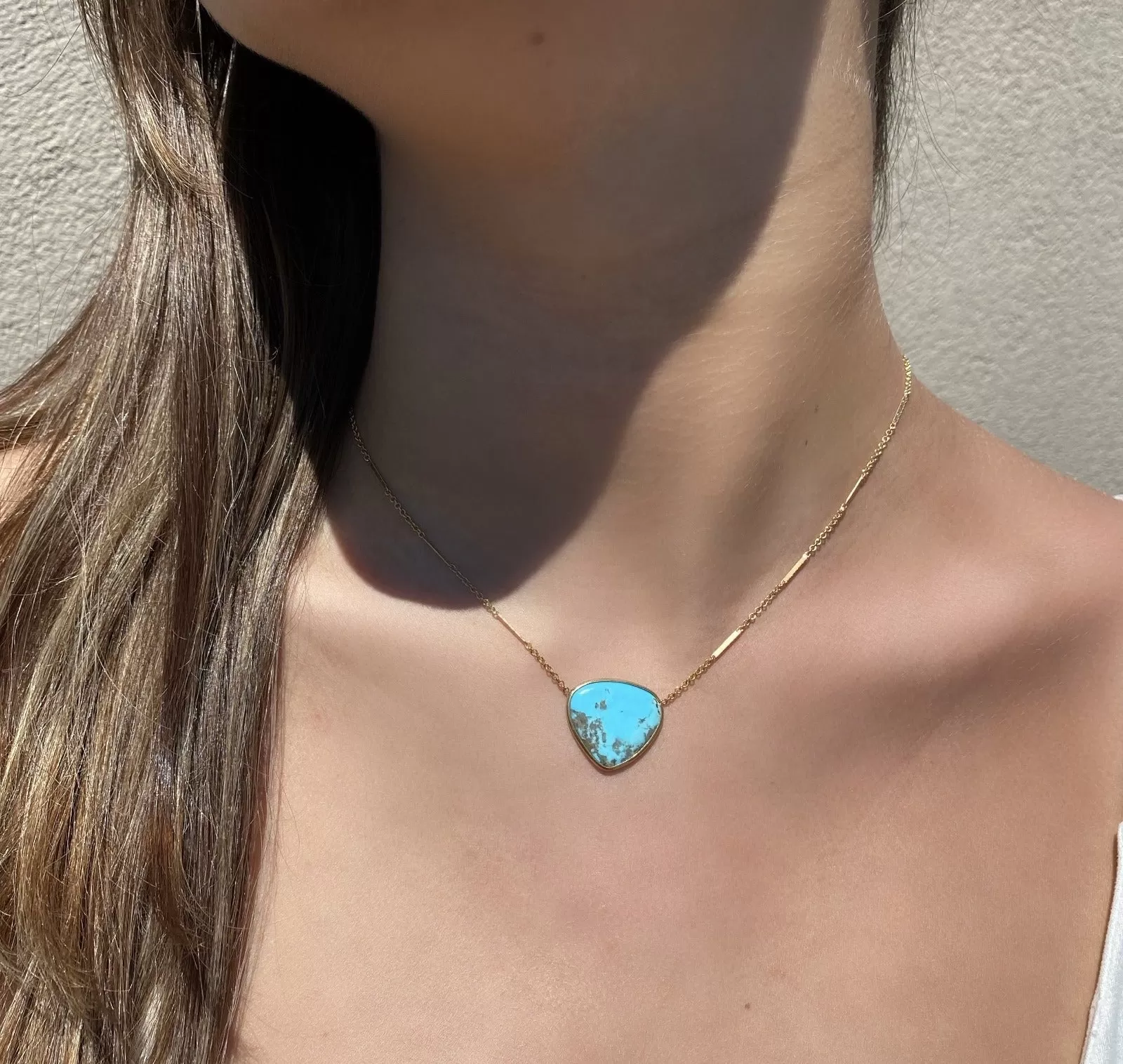 Gold Filled - Upside Down Teardrop Kingsman Turquoise Necklace