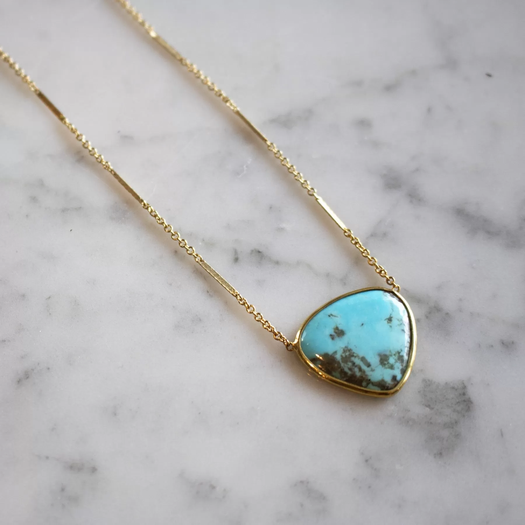 Gold Filled - Upside Down Teardrop Kingsman Turquoise Necklace