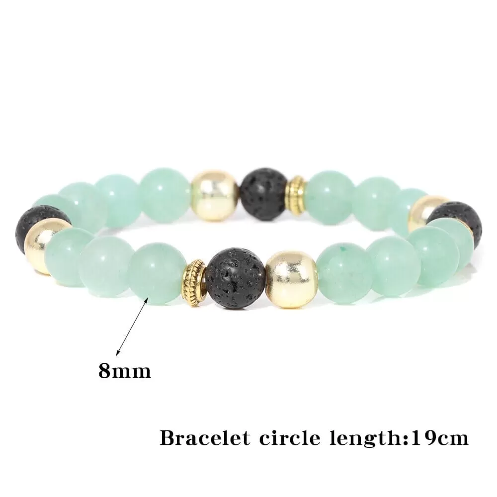 Green Aventurine Bracelet Gold Color Spacer Beads Bracelet