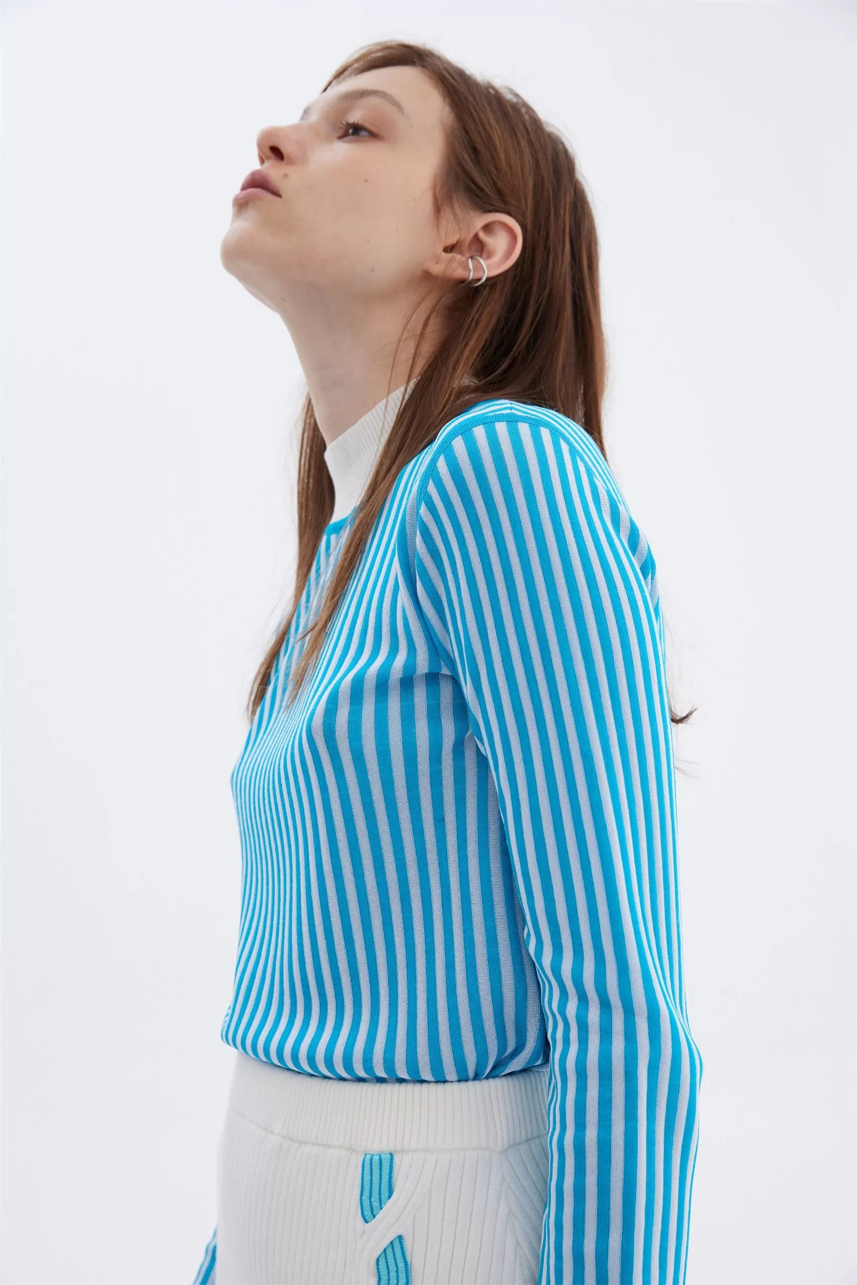 HARLOW STRIPED MOCKNECK PULLOVER