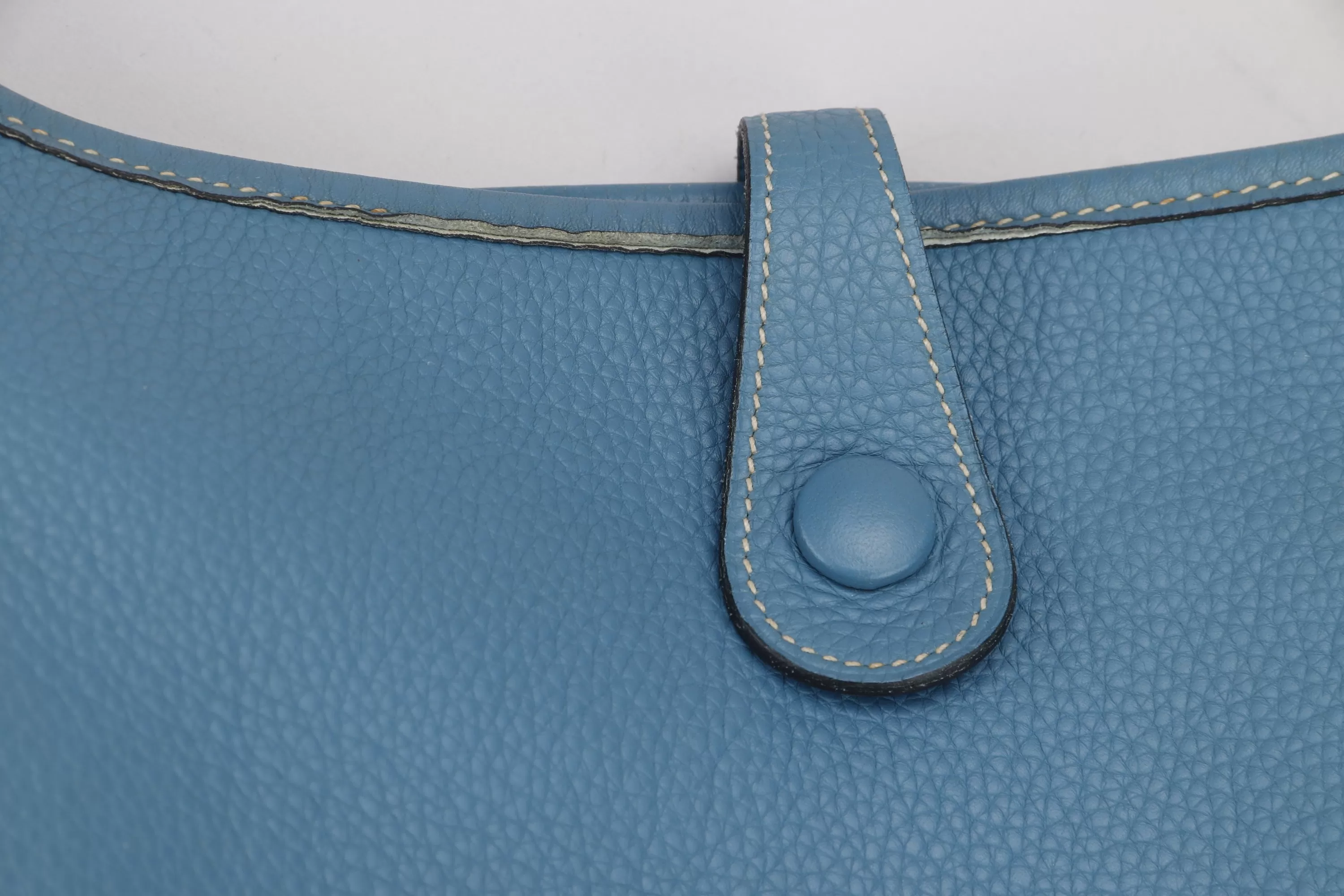 HERMES EVELYNE I [STAMP K (2007)] PM BLUE JEANS CLEMENCE LEATHER, WITH STRAP & DUST COVER