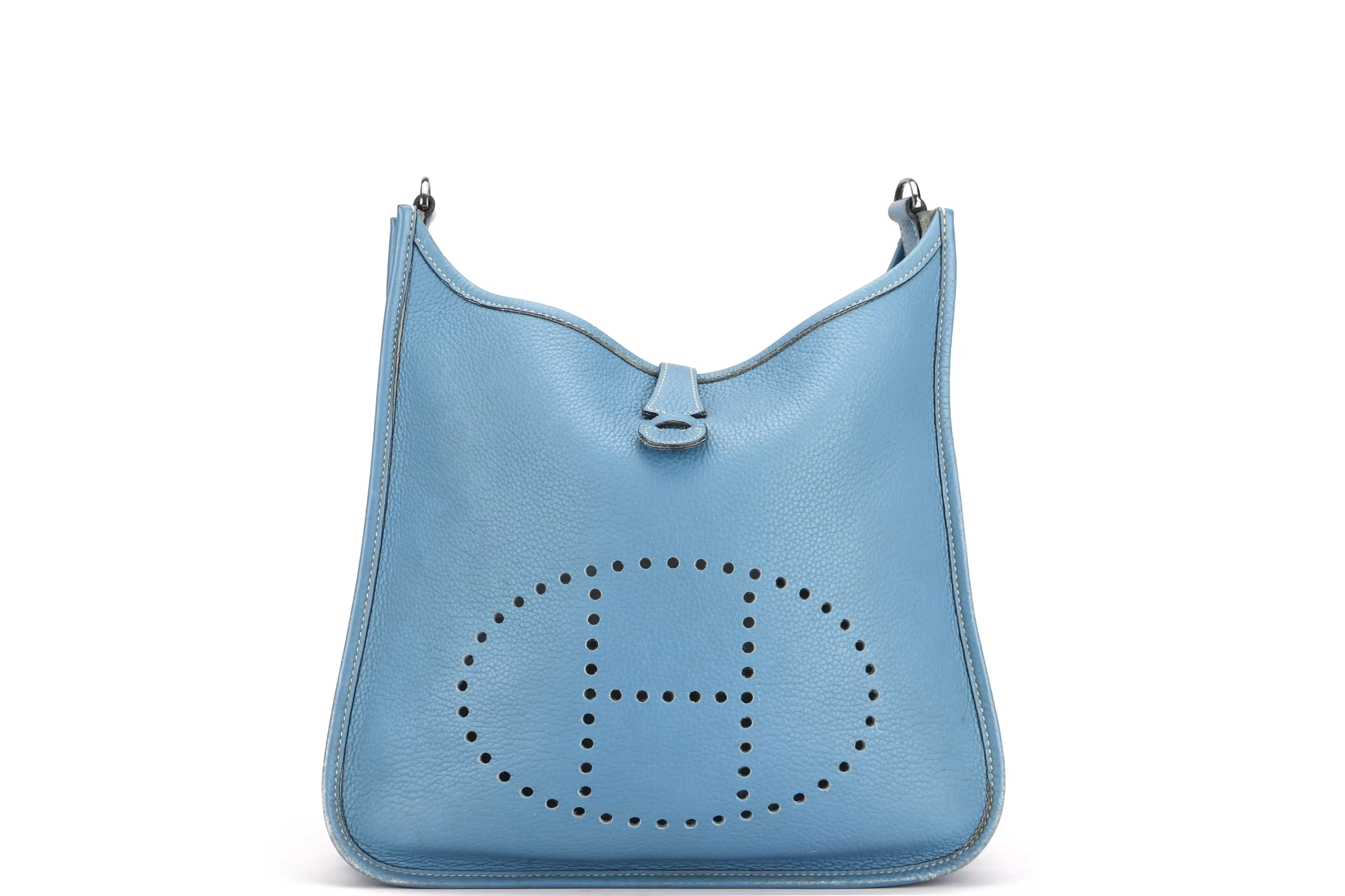 HERMES EVELYNE I [STAMP K (2007)] PM BLUE JEANS CLEMENCE LEATHER, WITH STRAP & DUST COVER