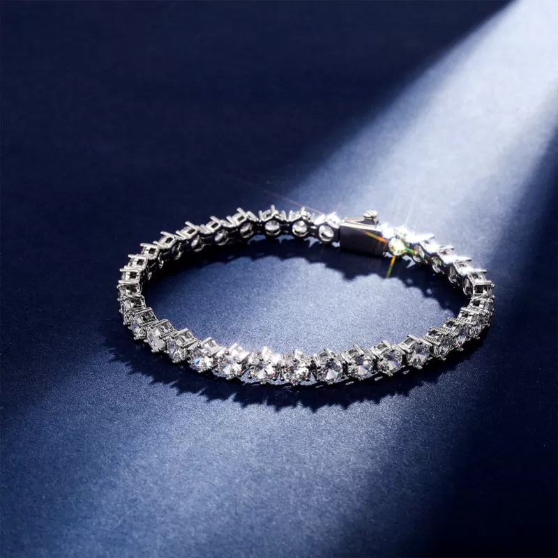 Hip Hop 3/4/5mm Six Prong Single Row Zircon Bracelet