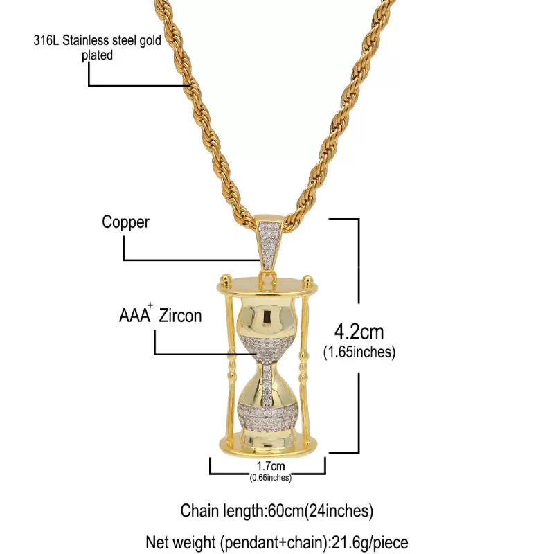 Hourglass Iced Out Pendant