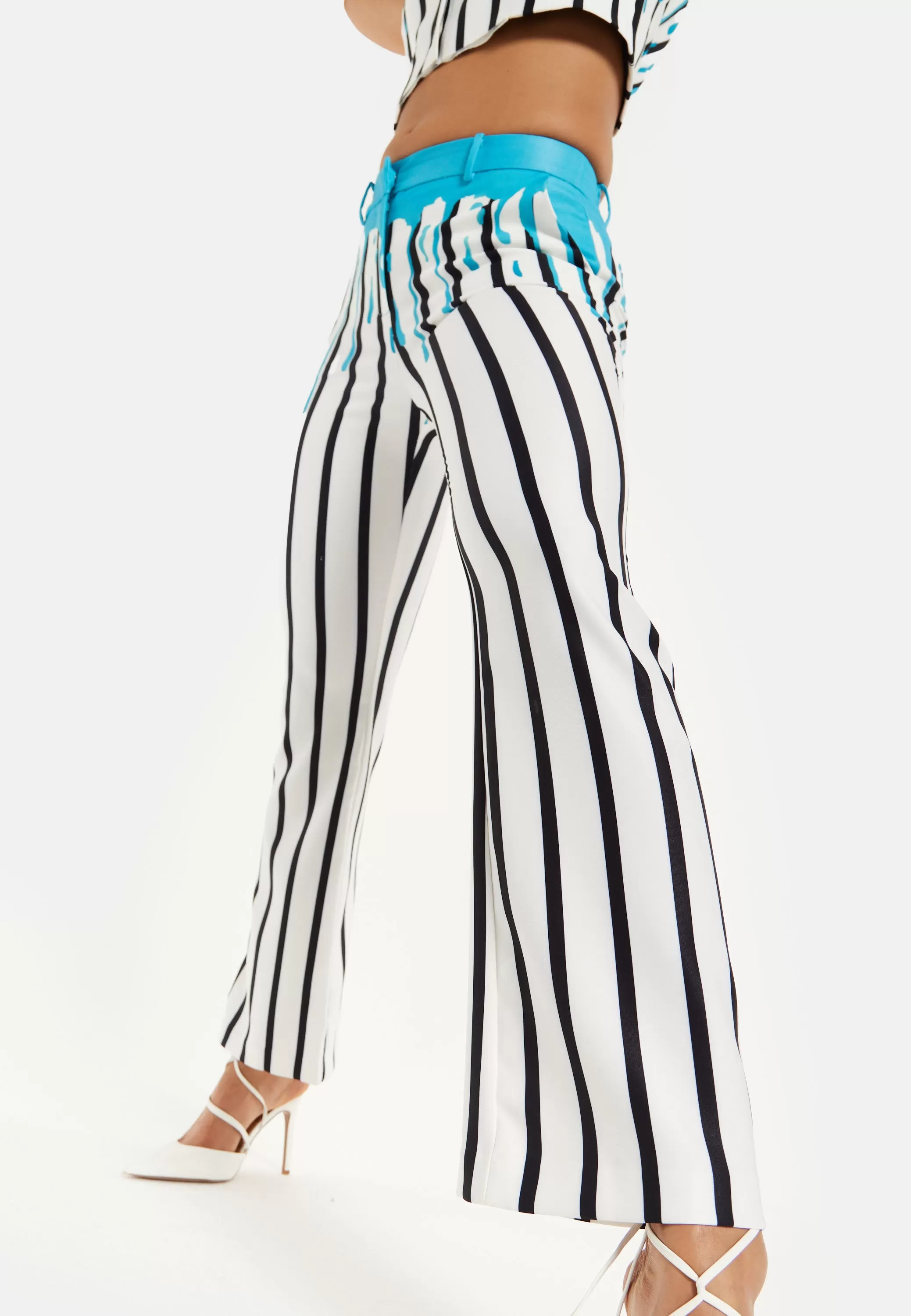 HOUSE OF HOLLAND STRIPE BLUE DRIP PRINTED TROUSERS