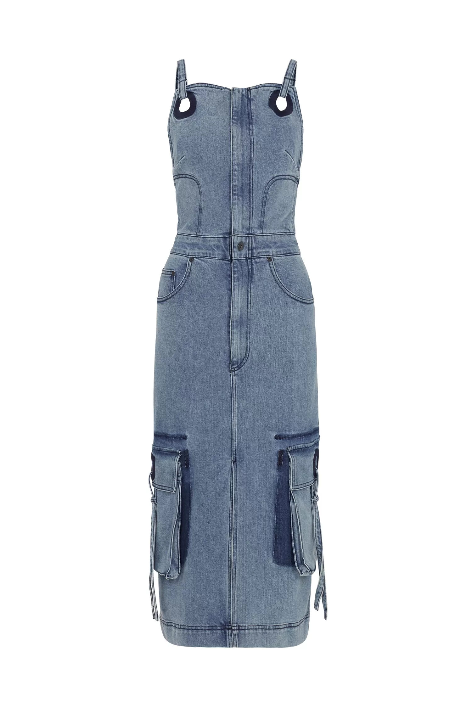 House of Holland Utility Denim Midi Dress