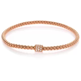 Hulchi Belluni Bracelet Single Pave Diamond Barrel Bead Rose Gold