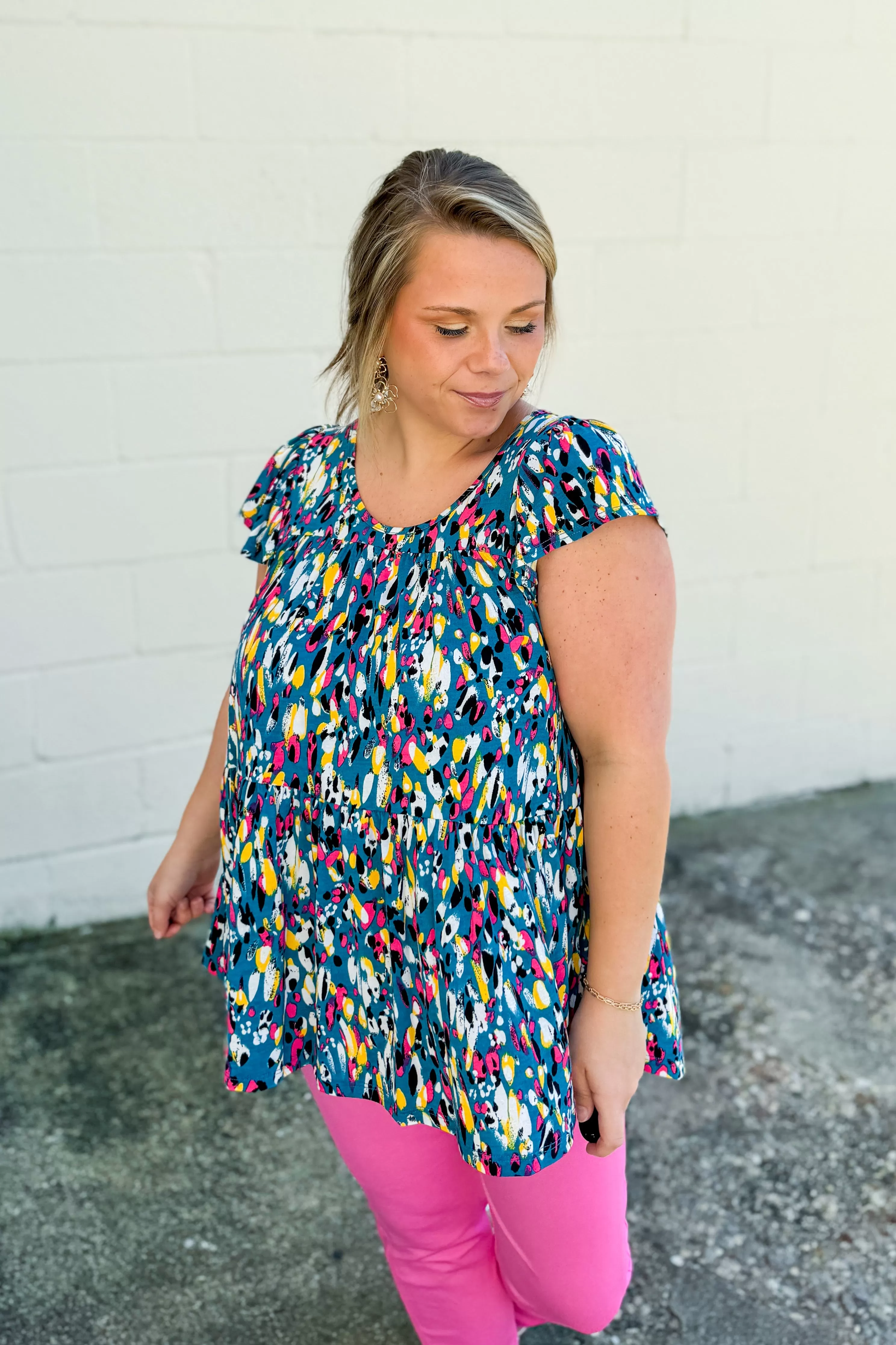 In A Trance Tiered Top, Teal