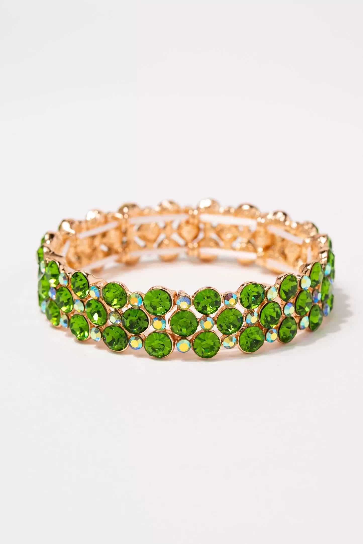 Iris Stone Stretch Bracelet - Green