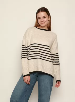 Ivy Stripe Knit-OATMEAL/BLACK