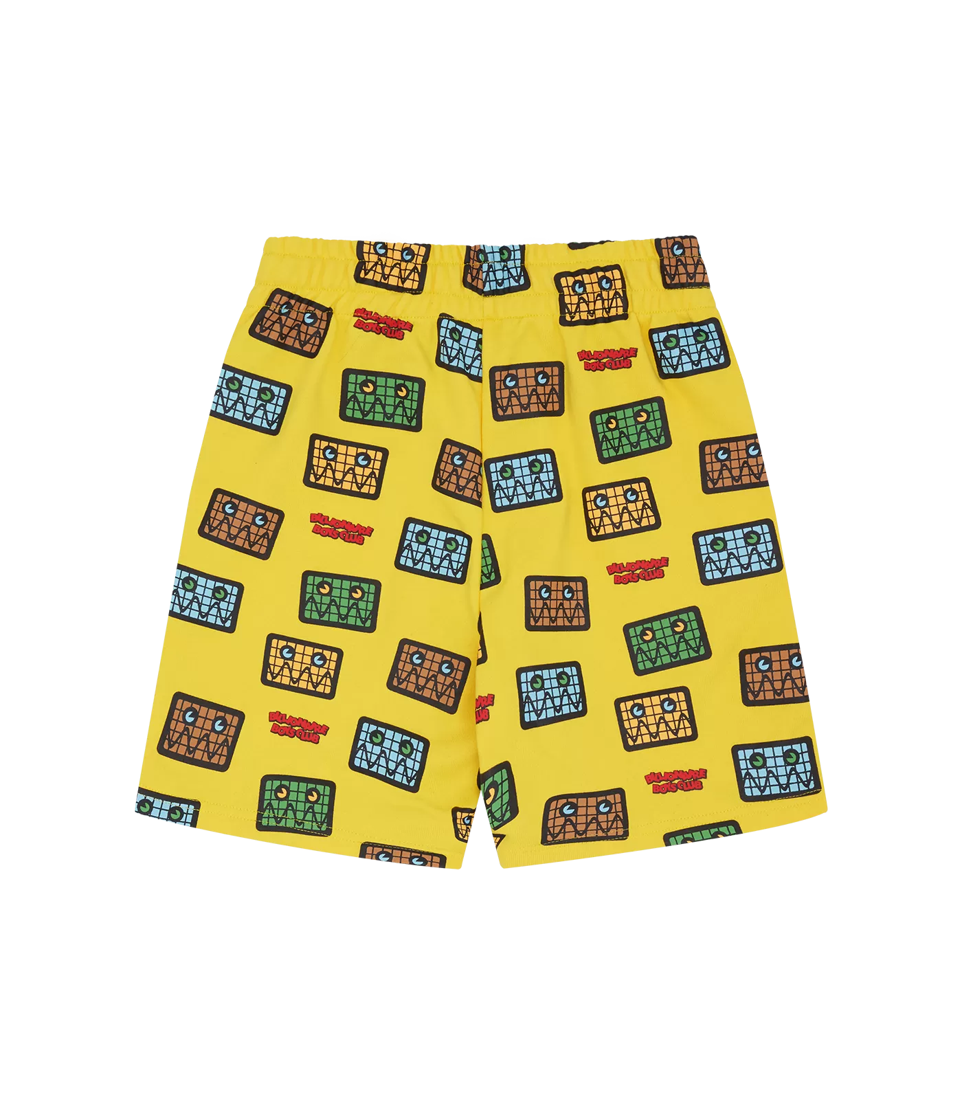 KIDS JUMBLE ROBOT A/O PRINT SHORTS - YELLOW