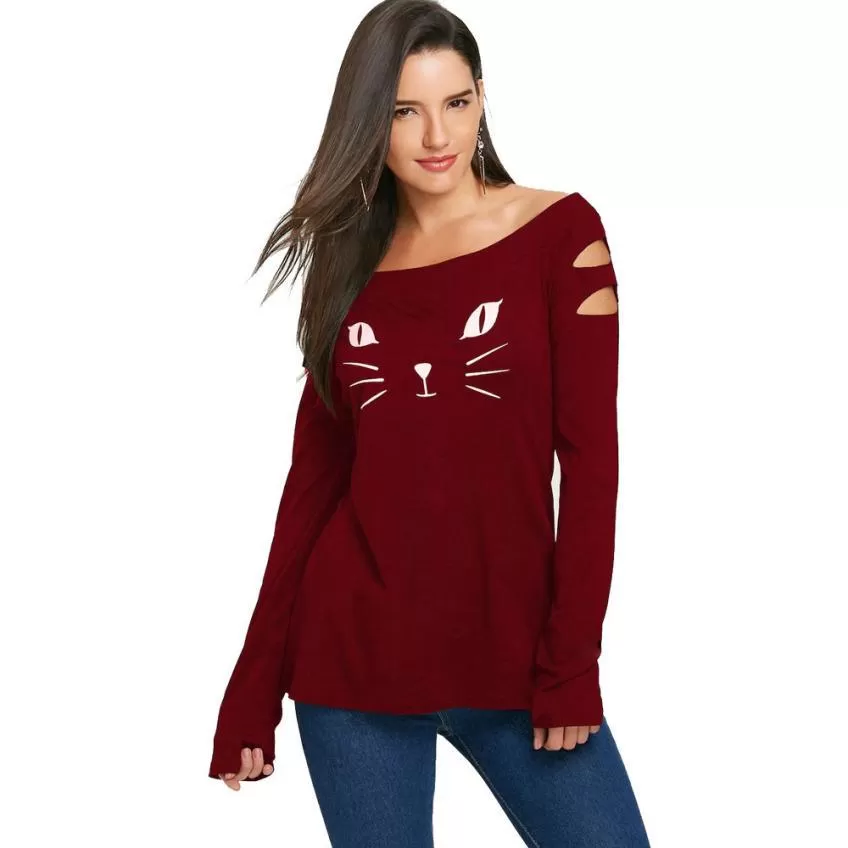 KITTEN ... CUT IT OUT LONG SLEEVE TEE