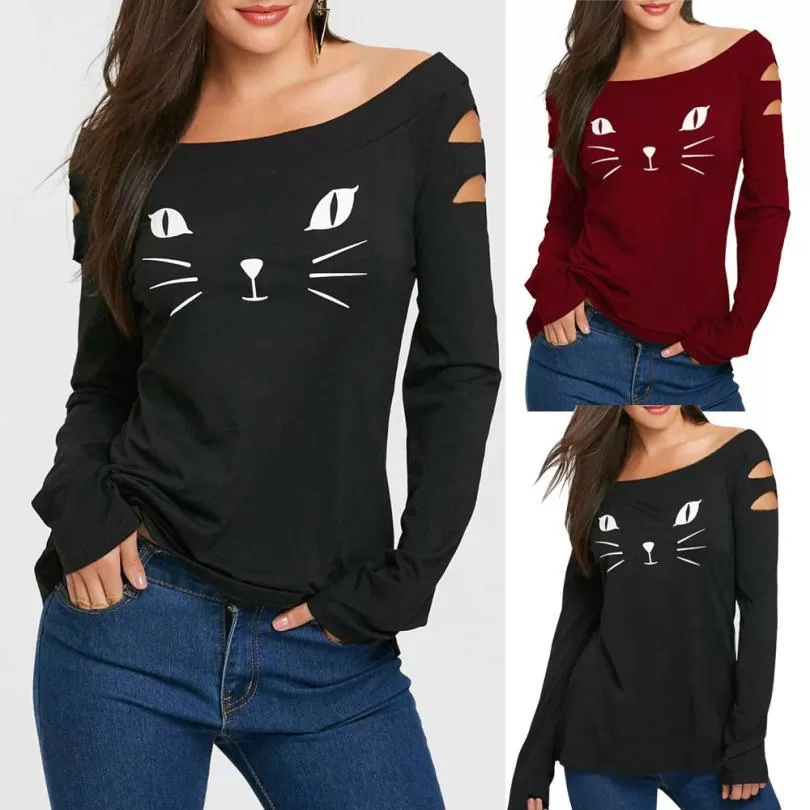 KITTEN ... CUT IT OUT LONG SLEEVE TEE