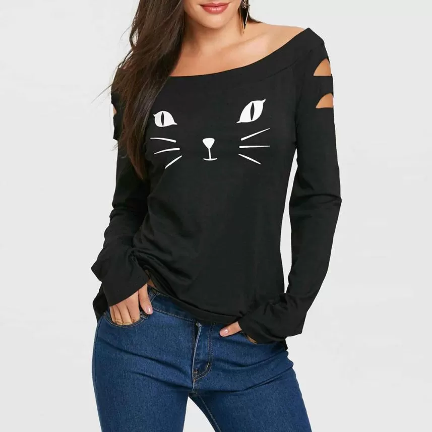 KITTEN ... CUT IT OUT LONG SLEEVE TEE