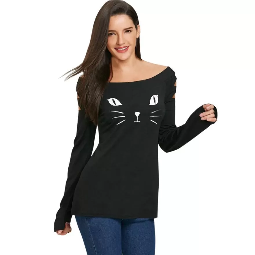 KITTEN ... CUT IT OUT LONG SLEEVE TEE