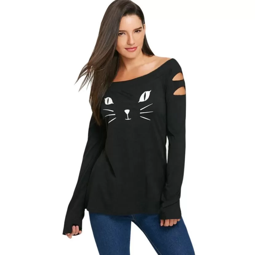 KITTEN ... CUT IT OUT LONG SLEEVE TEE