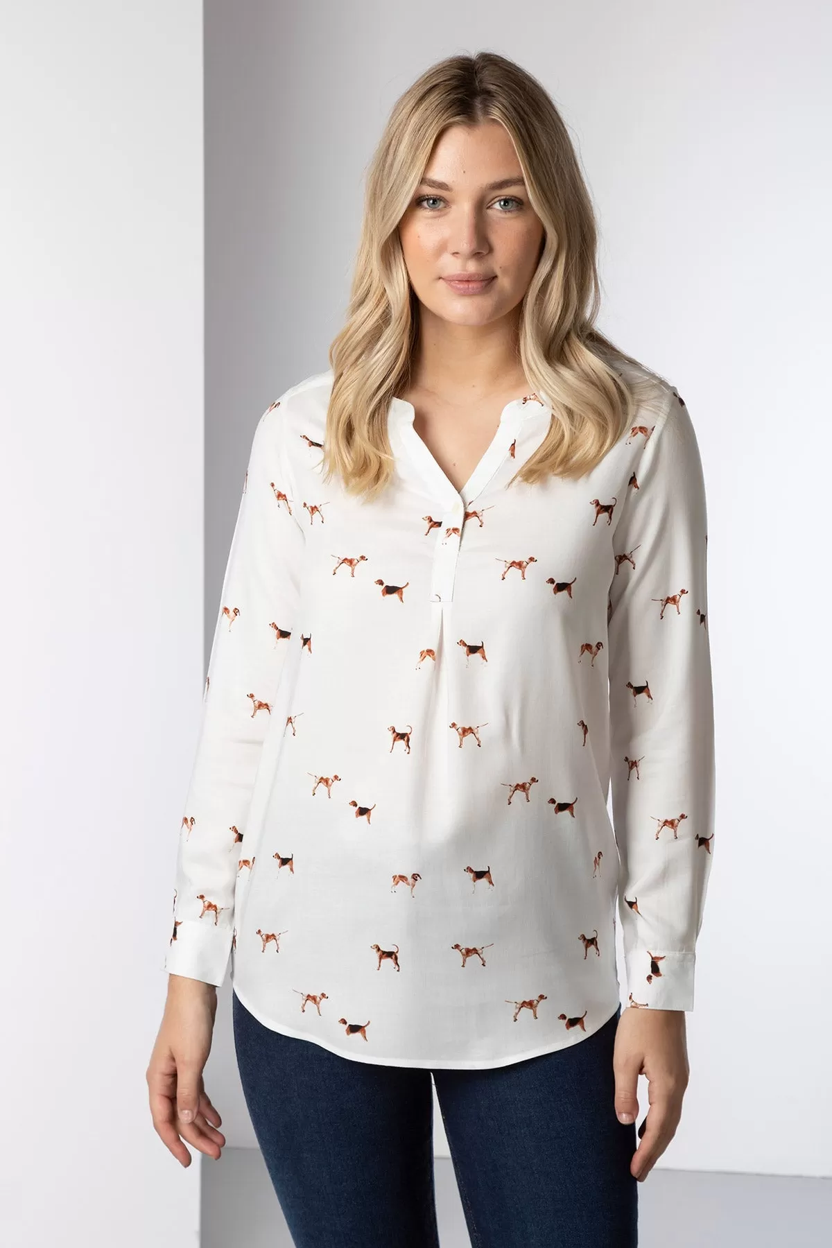 Ladies Long Sleeved Printed Blouse