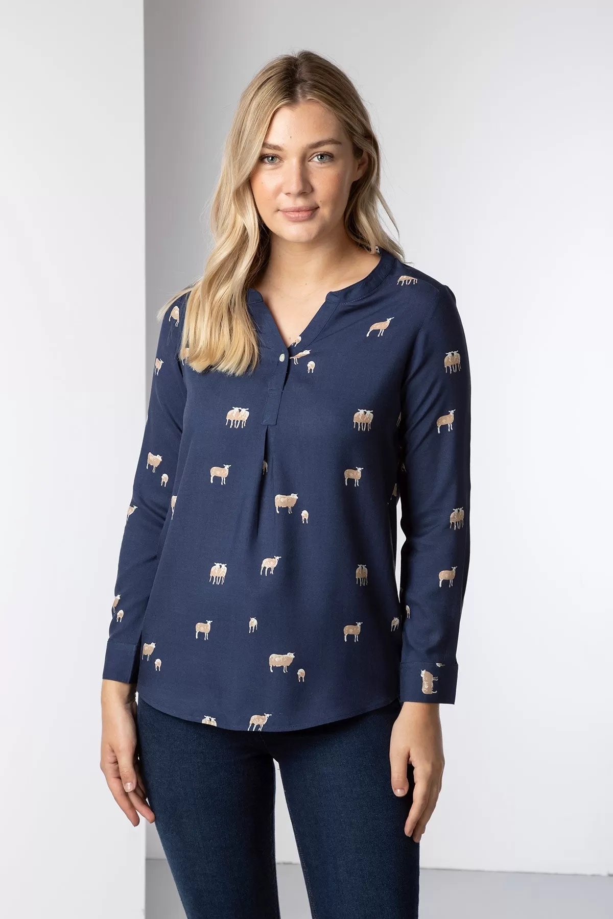 Ladies Long Sleeved Printed Blouse