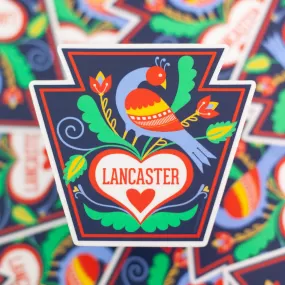 Lancaster sticker, Lancaster Distelfink vinyl sticker, Lancaster Pennsylvania souvenir, keystone state souvenir