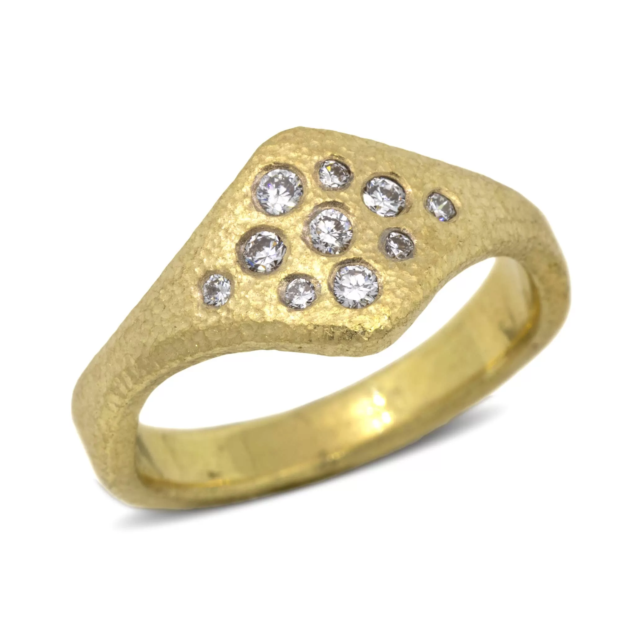 Large Forged Diamond Ring in 18k gold