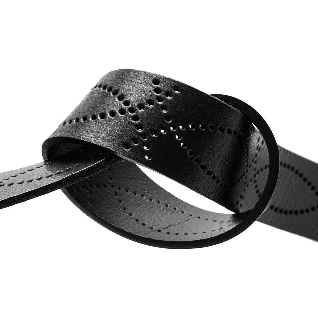 Leather belt with a beautiful western pattern / 15840 - Black (Nero)