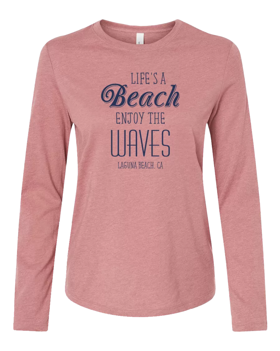 Life's a Beach Long Sleeve Tee - Heather Mauve