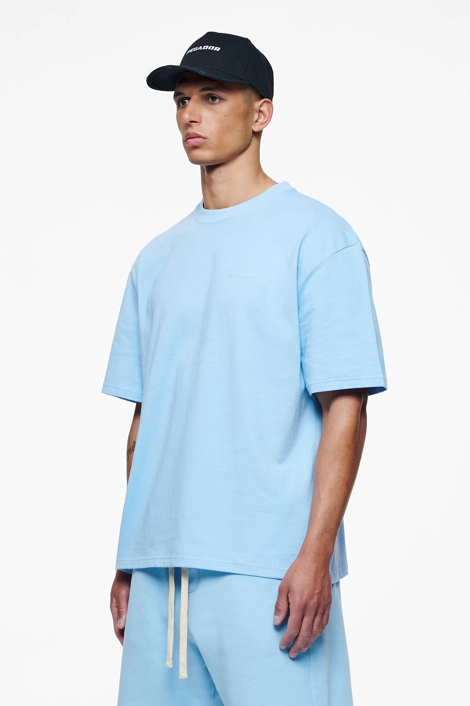 Logo Oversized Tee Vintage Washed Riviera Blue Gum