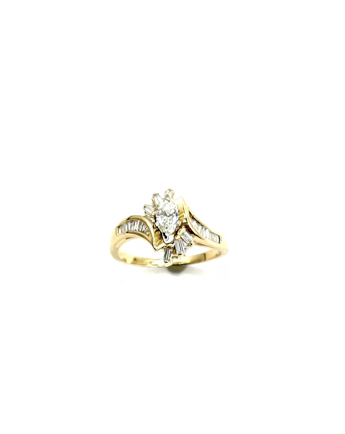 Marquise Channel Diamond Bypass Ring