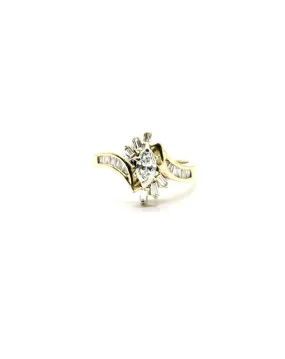 Marquise Channel Diamond Bypass Ring