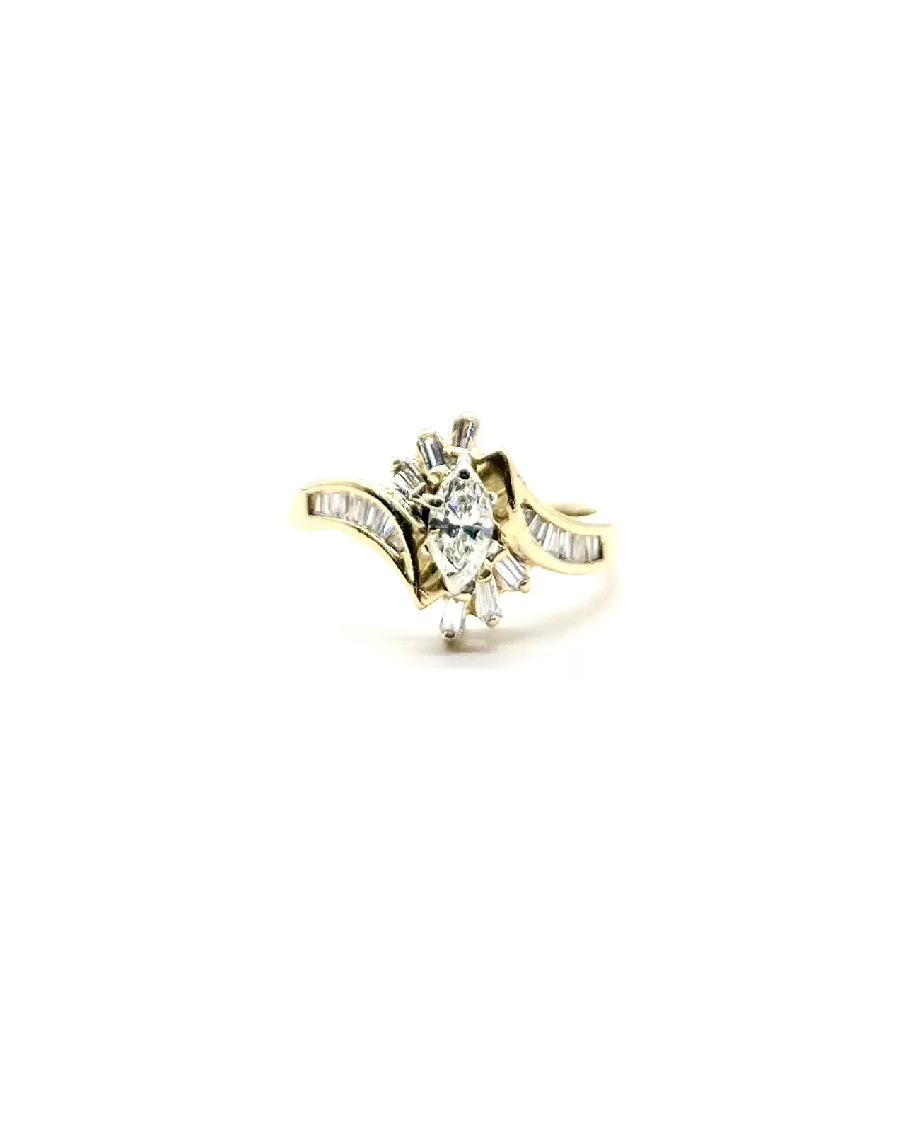 Marquise Channel Diamond Bypass Ring