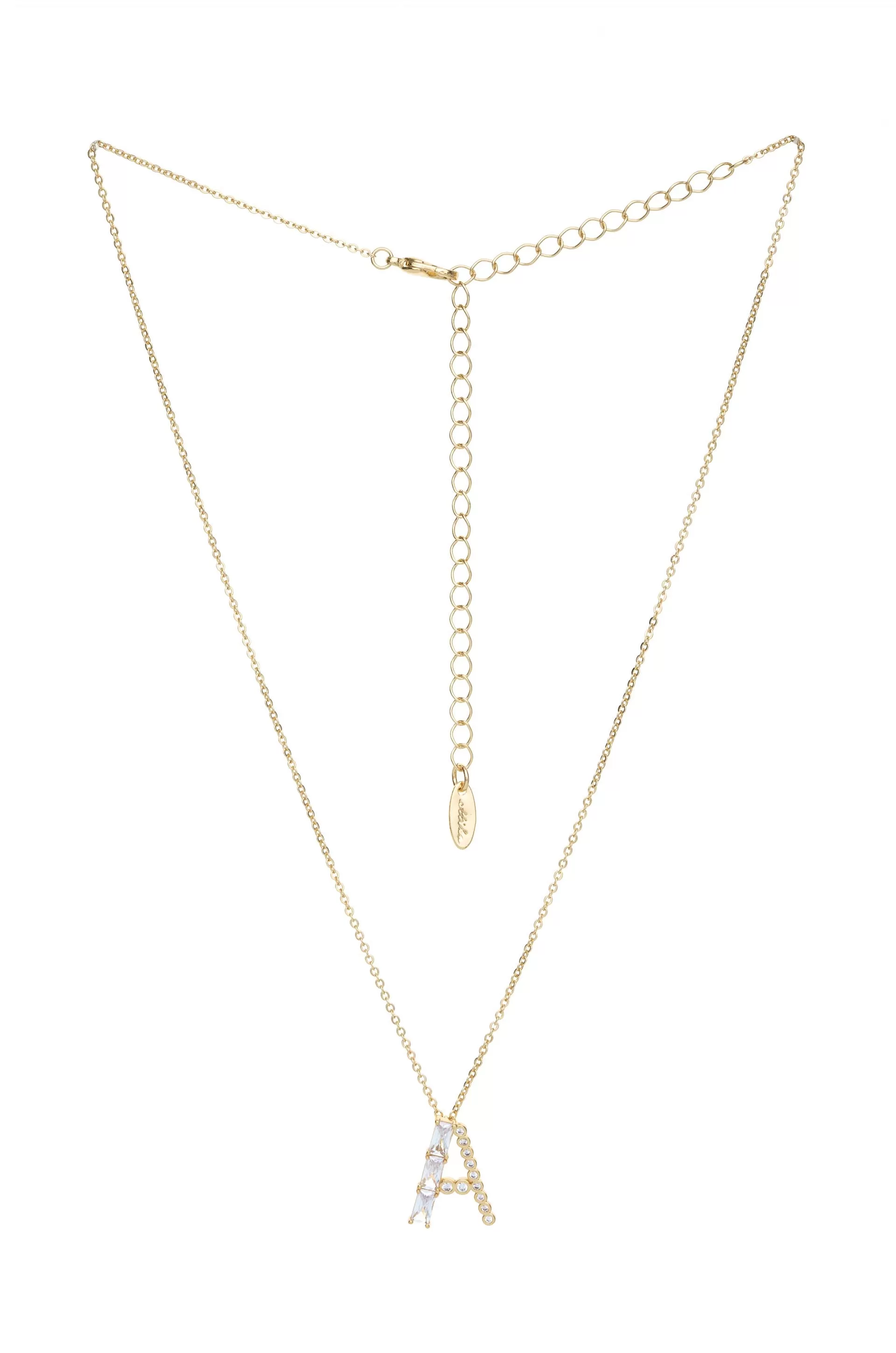 Mixed Crystal Initial 18k Gold Plated Necklace