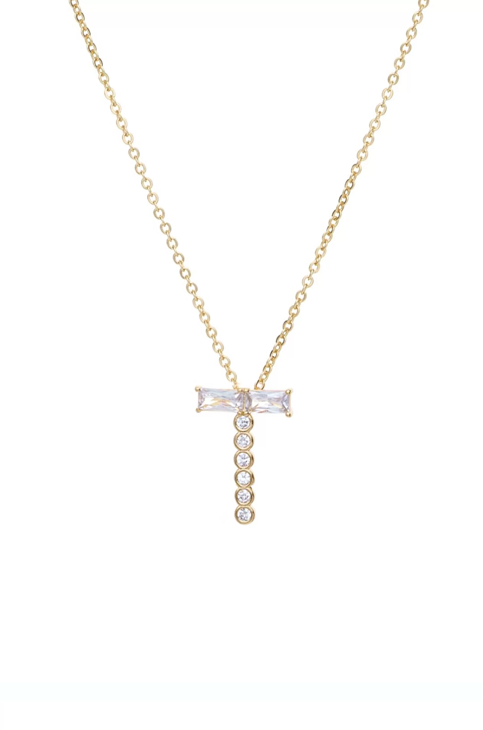 Mixed Crystal Initial 18k Gold Plated Necklace