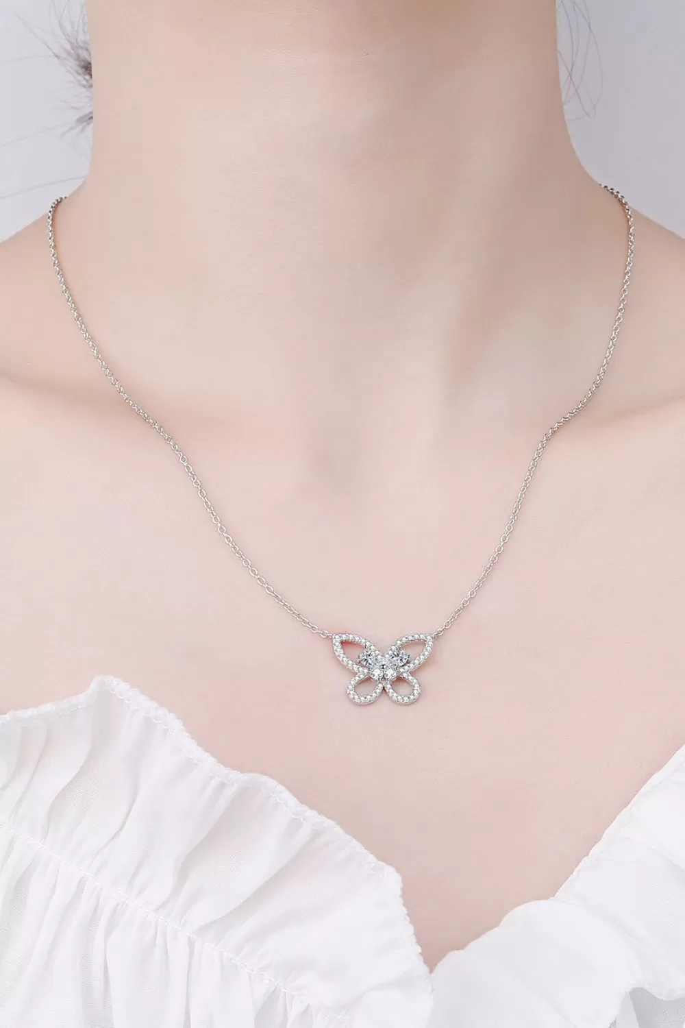 Moissanite Butterfly Pendant Necklace