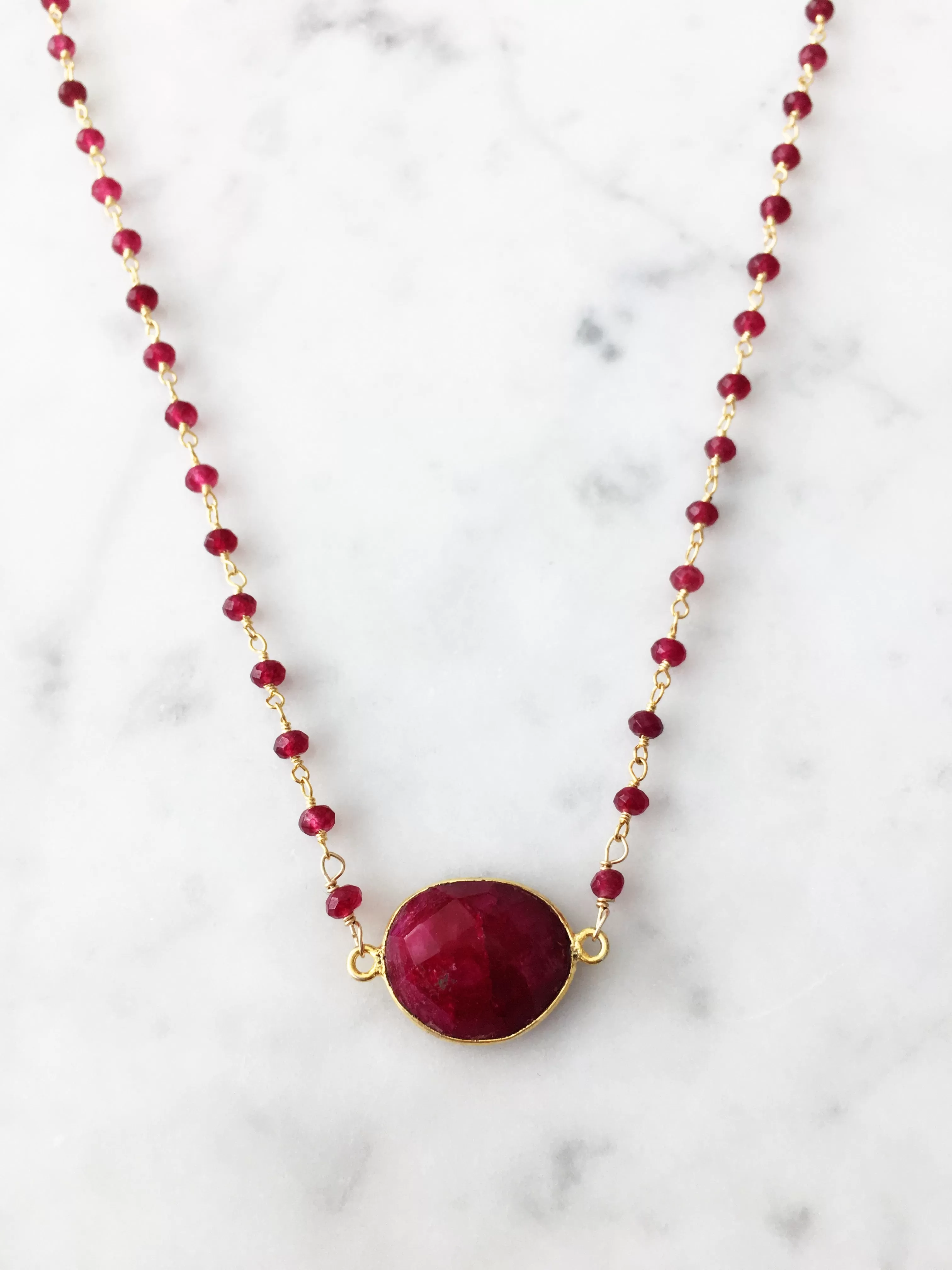 Mrs. Parker Endless Summer Ruby Necklace in Gold