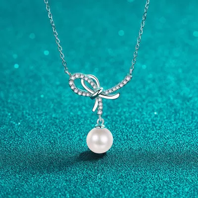 Natural Pearl Pendant Moissanite 925 Sterling Silver Necklace