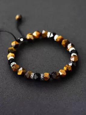 Natural Stone Beaded Bracelet (Caramel/Black)