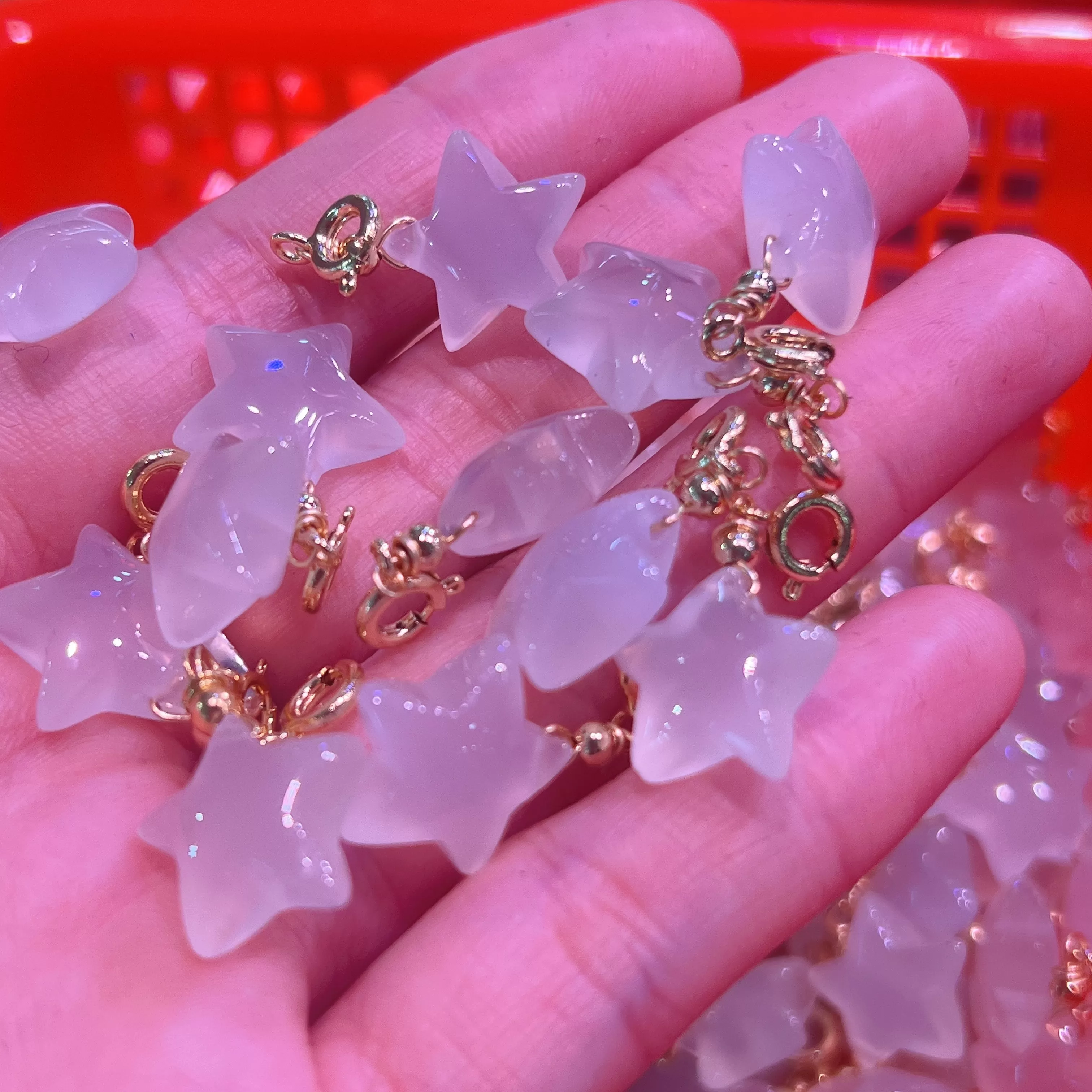 Natural White Chalcedony Star Charms Pendants for DIY Jewelry Project