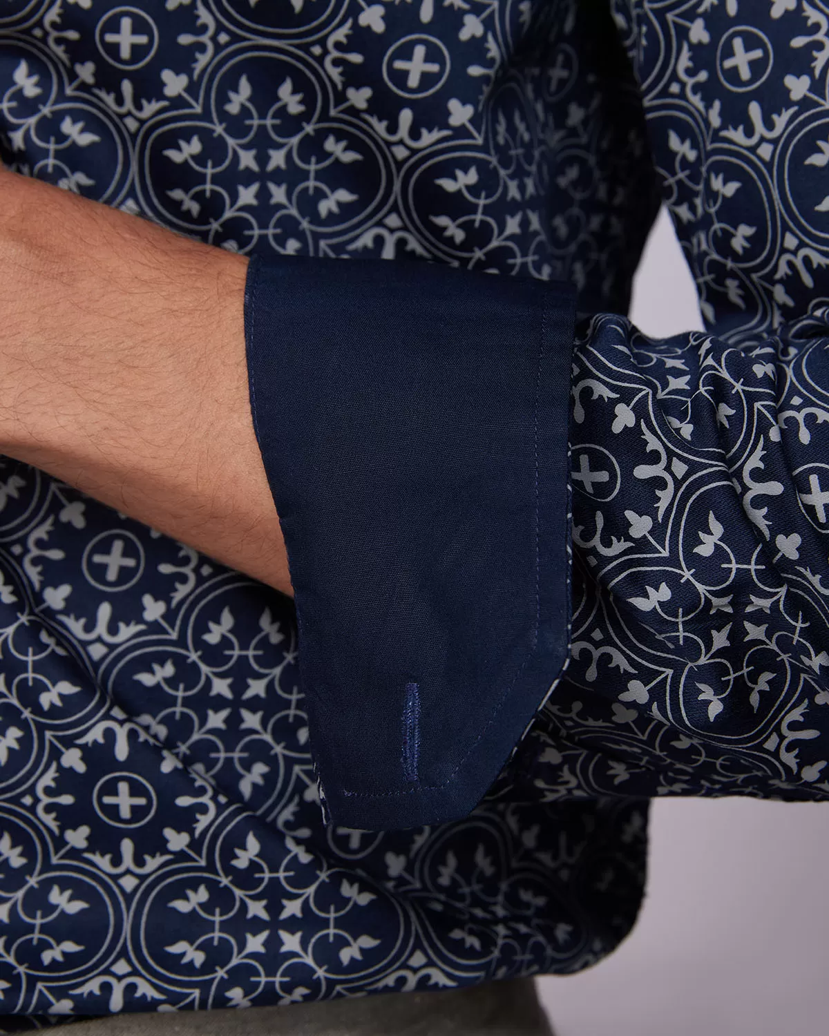 Navy Tile Printed Shirt