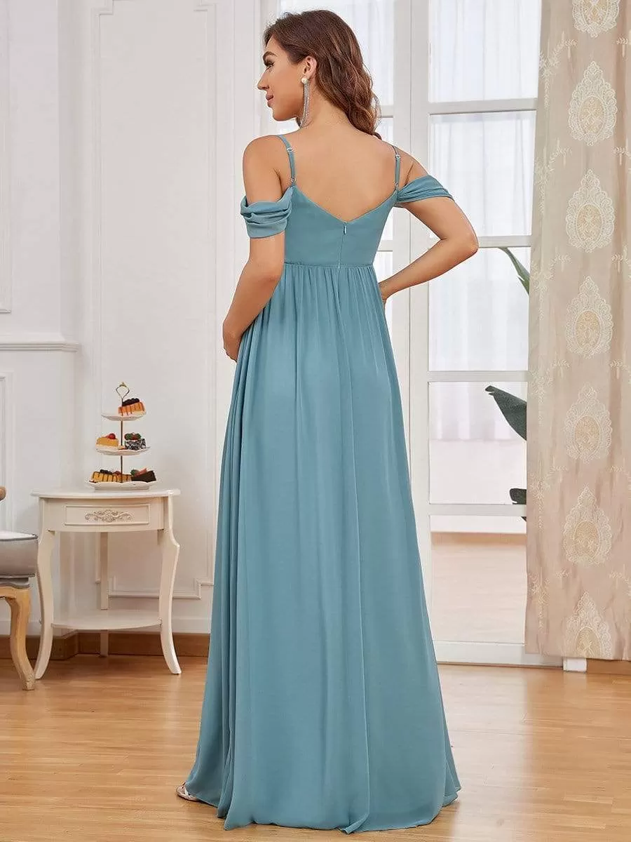 Off-Shoulder Spaghetti Strap A-Line Maternity Dress