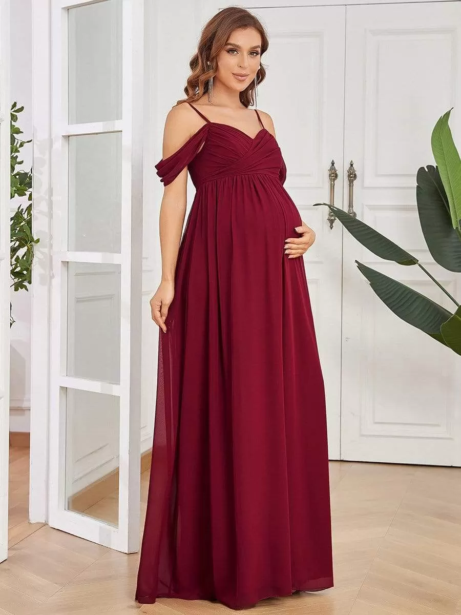 Off-Shoulder Spaghetti Strap A-Line Maternity Dress