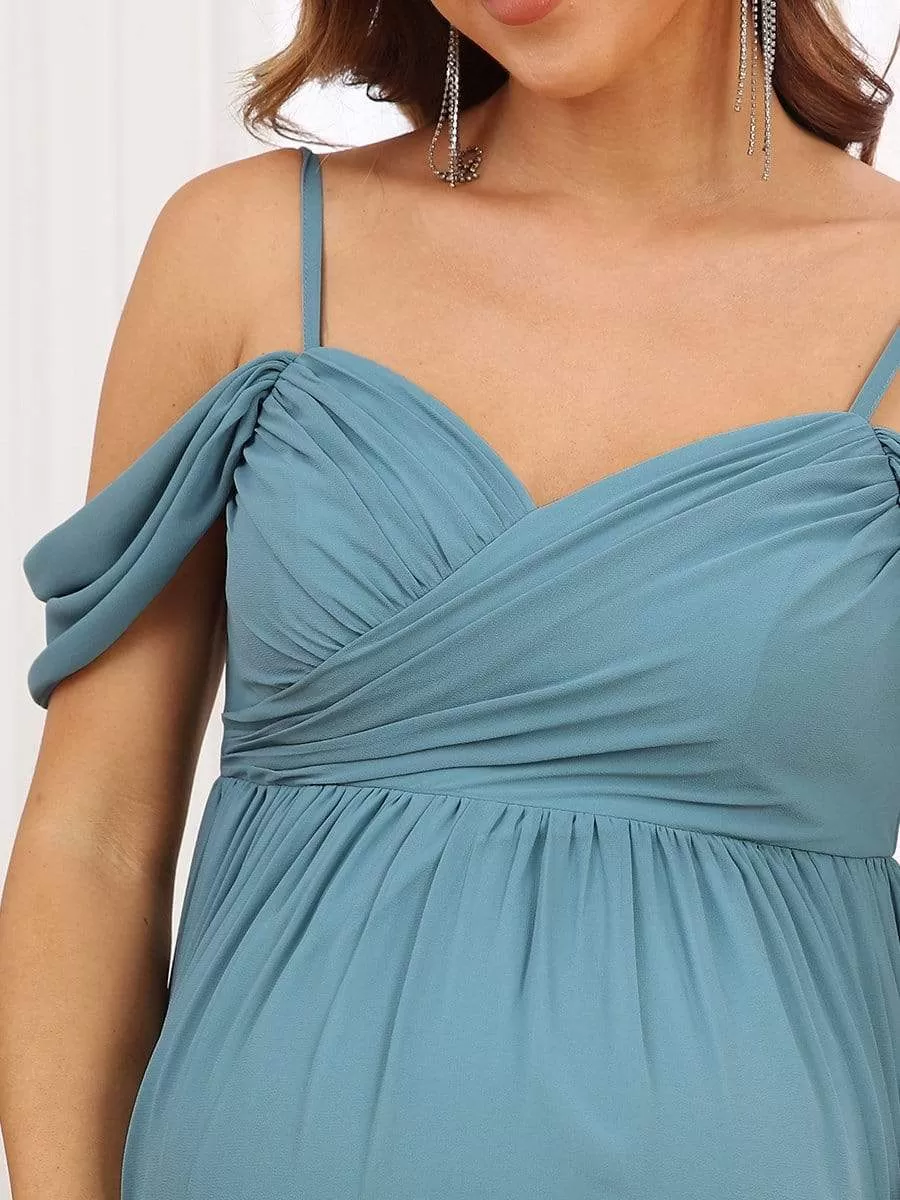 Off-Shoulder Spaghetti Strap A-Line Maternity Dress