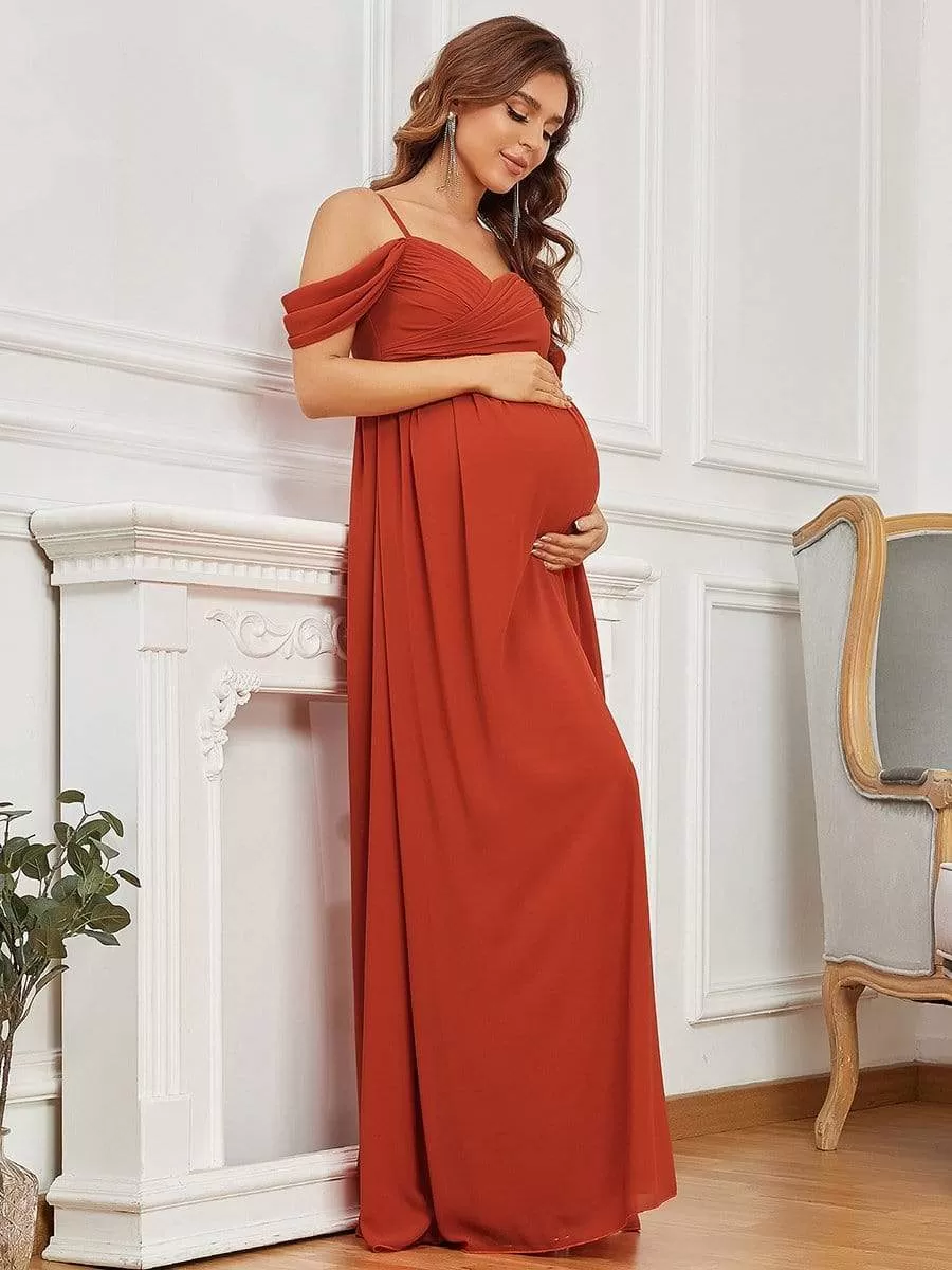 Off-Shoulder Spaghetti Strap A-Line Maternity Dress