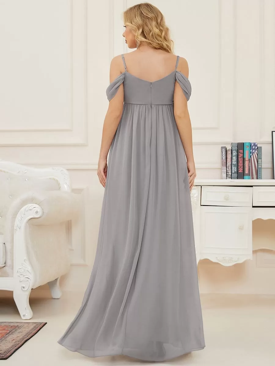 Off-Shoulder Spaghetti Strap A-Line Maternity Dress