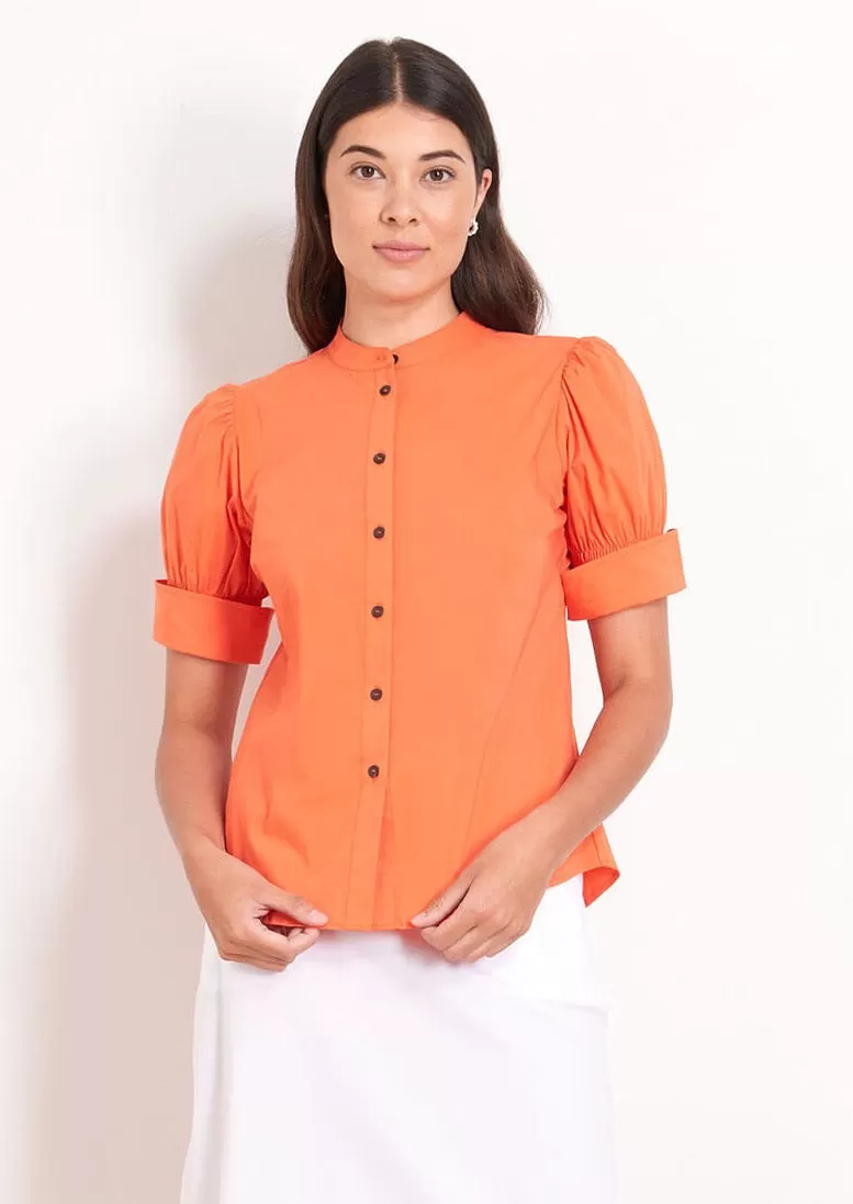 On The Button Trapeze Shirt - Luscious/Navy