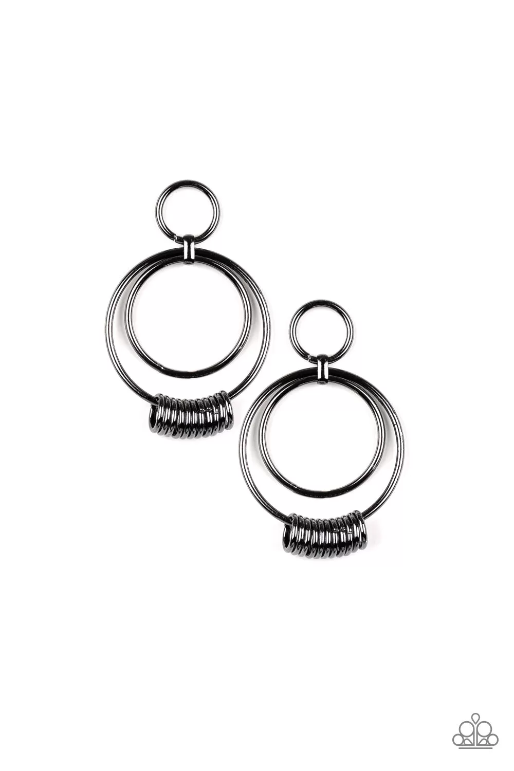 Paparazzi Earring ~ Retro Revolution - Black Post Earring