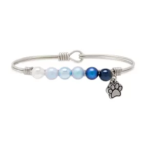 Pawprint Crystal Pearl Bangle Bracelet in Blue Ombre